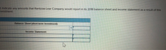 Indicate any amounts that Rantzow-Lear Company would report in its 2018 balance sheet and income statement as a result of thi