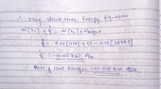 using stead state Energy Equation on [hi] to m Chelt Woutput 0.05 [1574] +55 -0.05 [2874.5 a = -10.025 kN An 1. Plate Heat tr