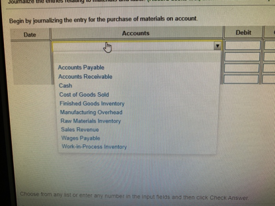 Juuditze uie clues ICldunny Minun ru Begin by journalizing the entry for the purchase of materials on account Date Accounts D