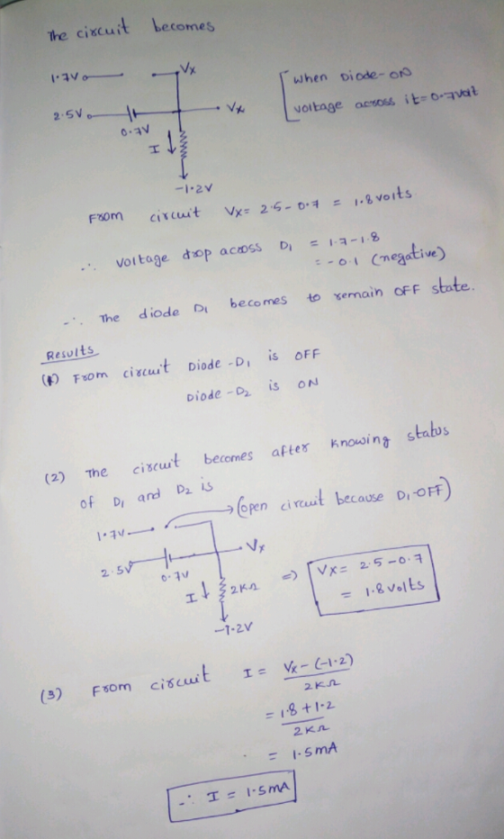 the cixcuit Leco when viode- or 2.5V voitage oeossitoavat . Voltage dop across D1-8 Cnegative) The diode Di becomes to xemain