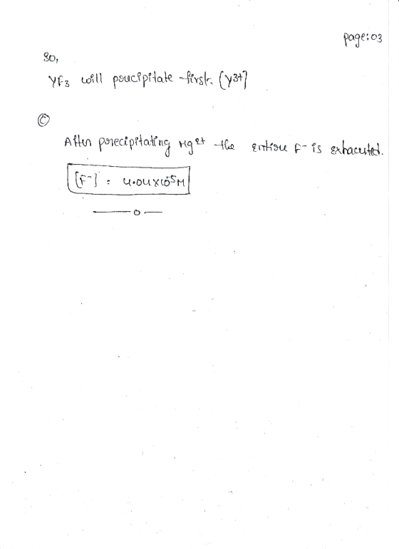 page:03 Yfz will poucepitate - forsla. (y3+7 After precipitating Mget the pathisce fris exhacested. [f].0LXOSM