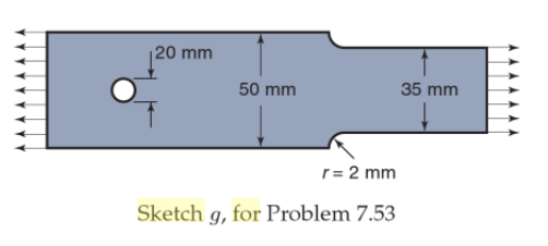20 mm 50 mm 35 mm r = 2 mm Sketch g, for Problem 7.53