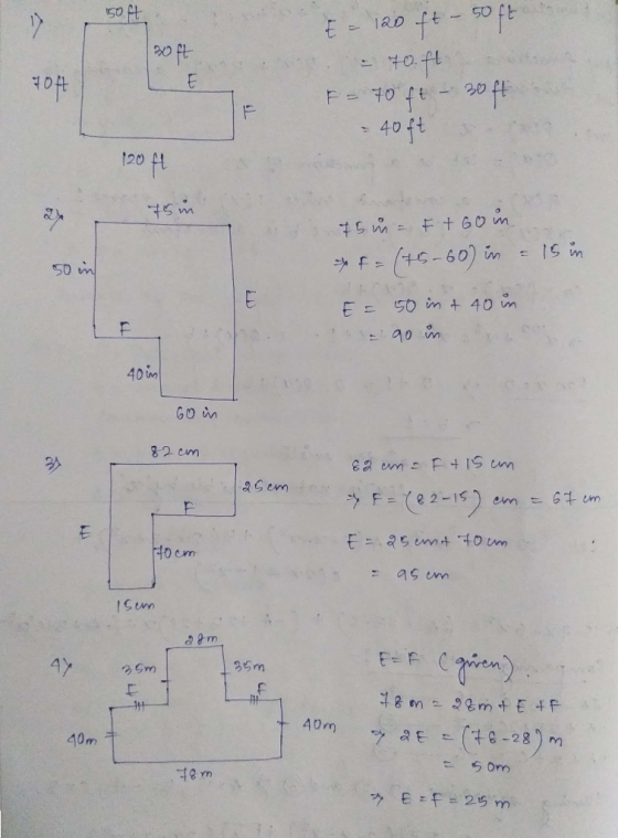 50 ft E = l20 ft- 50ft 0 ft - 30. 40ft 120 ft 75 m = F+GOm. 15 in * f= (46-60) in 50 im E = 50 im + 40 im 40 im GO in 82 cm 2