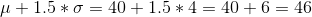 u + 1.5 * 0 = 40 + 1.5*4= 40 + 6 = 46