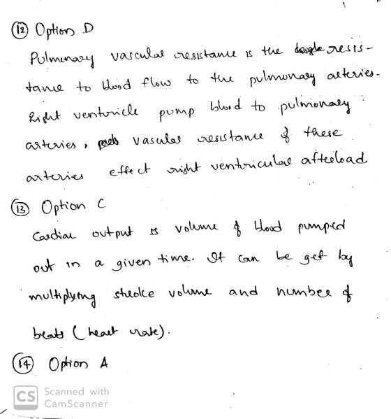 (12) Options .. Pulmonary vasculal resistance is the data resis- tance to blood flow to the pulmonaly alteries. Right ventric