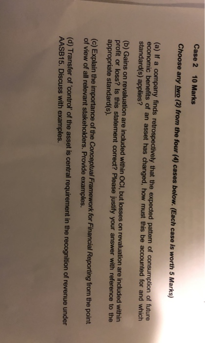 Case 2 10 Marks Choose any two (2) from the four (4) cases below. (Each case is worth 5 Marks) (a) If a company finds retrosp
