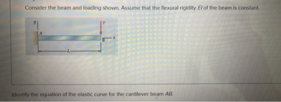 Consider the beam and loading shown. Assume that the flexural rigidity El of the beam is constant А Identify the equation of