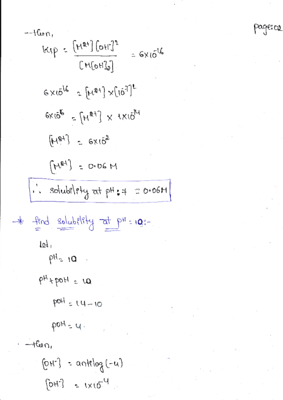 page: 02 = 6X1646 then, kesp - (Mat) Cour3? CM[oH2o] 6 x côté = (M24] x [157] 6x 106 amat} x 1x10th (M&+? - 6x 162 Mot} = 0.0