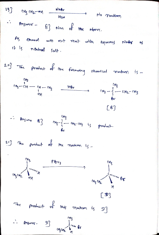19] CH₂ CH2-os - No reution . Angwer - £} Non of me above. . As emands will not If is neural salt. reut with aqueous Nuby as