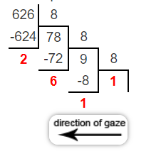 8 626 8 -624 78 8 2 -72 9 8 6 -8 1 1 direction of gaze