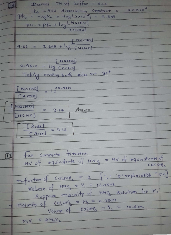PH 04 bufFen = 4.66 4 Desioned ka = Acid dissociation Constant 2-0XIO Pha log Ka Pka log 1 3.698 CNacNOJ PH 1 LH CNO fNacno]