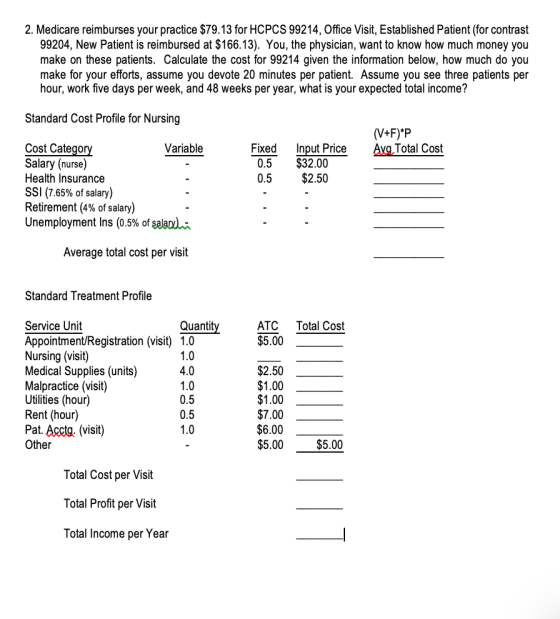 2. Medicare reimburses your practice $79.13 for HCPCS 99214, Office Visit, Established Patient (for contrast 99204, New Patie