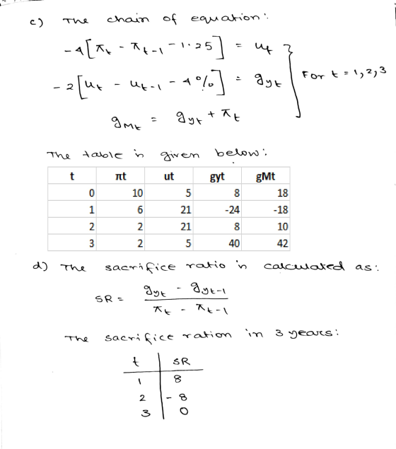 c) chain uy of equation: -4[-TH-1 24-1-1.55] -2 [ur 4°70 fort=1, 2, 3 Utol -4 gyt gmx gyrtat The table in below given t net u