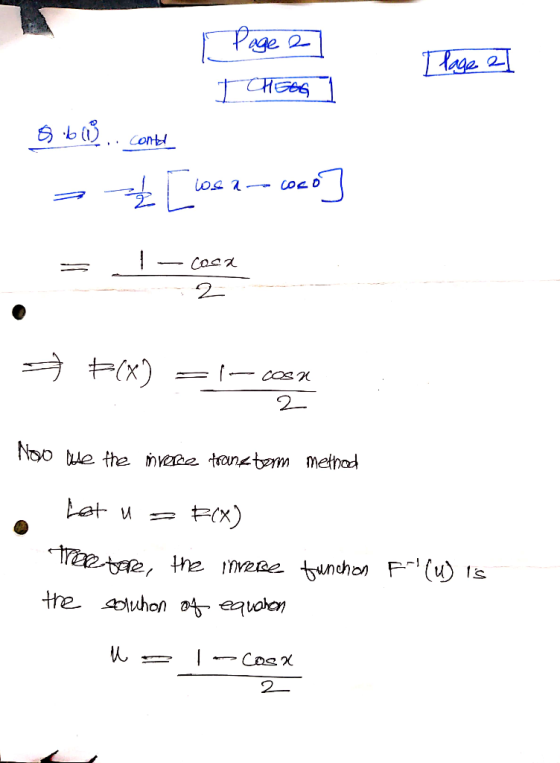 Page 2 Hage 2 THEES Coan 2- F(x) COSn Noo ue the nee tantm methad Fix) aete the mvee tunchon F(u) 1s the uhon - eqvoan 2-