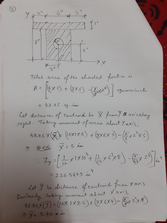 6 2 * I! 21 // 3 fexs ch Total area of the shaded fertion is A = D + (8 x 6) Fixers] <quaverian = 48.86 sq. in. Let distan