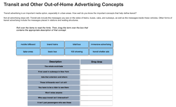 Transit and Other Out-of-Home Advertising Concepts Transit advertising is an important media option, especially in urban area