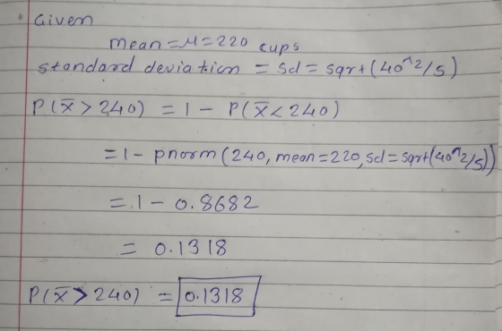 Given mean-Mを220 Cups -Standand deviation-dzsqrt(4021s) m ( 240, mean-22o Sel: S 가(a 2a n
