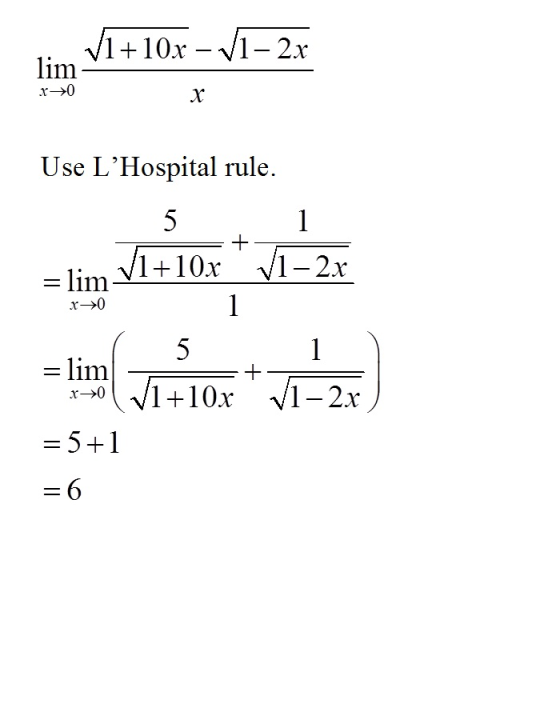 lim Use LHospital rule lim 5 r->0 =5+1