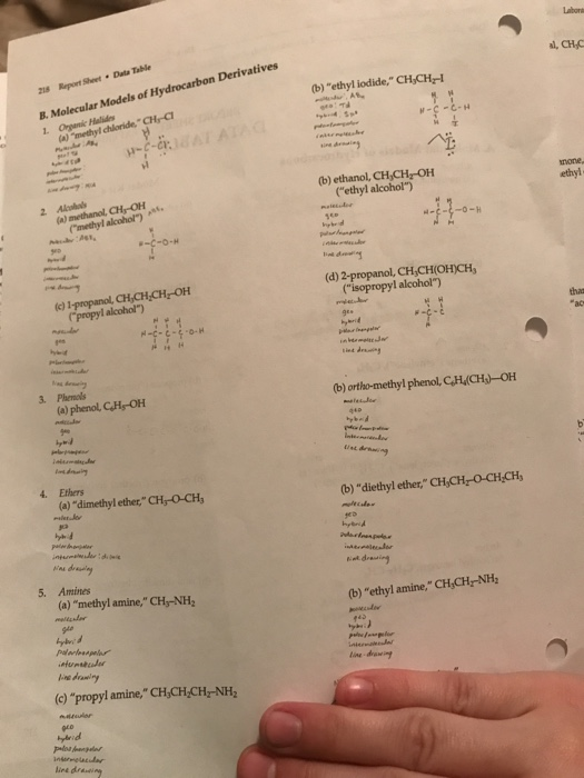 Labora ls of Hydrocarbon Derivatives (b) ethyl iodide, CHyCH-I B Molecular Model chloride,C -C C-H cv (b) ethanol, CHCH OH