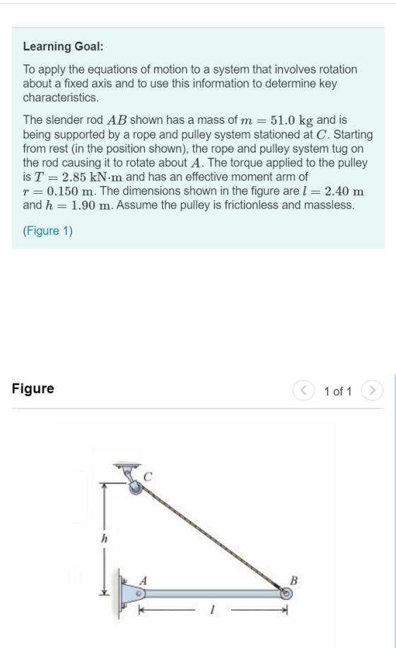 Learning Goal: To apply the equations of motion to a system that involves rotation about a fixed axis and to use this informa