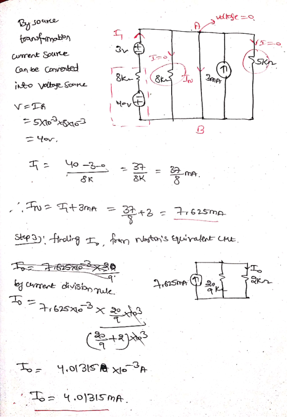 vollege-o By source transformation Current Source Can be converted into voltage source LOB You V=IR . 5546624846-3 =yor. B .