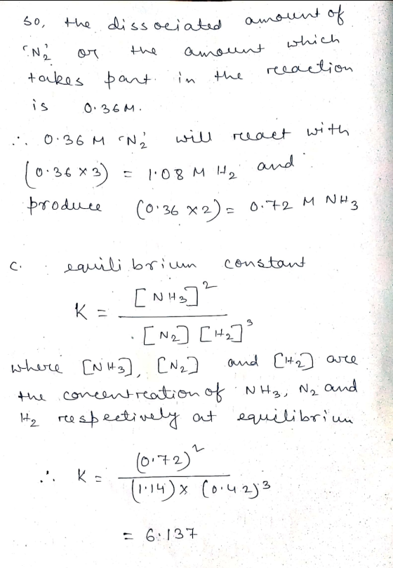 so, the dissociated or the EN2 takes part amount amount which part in the recaction 0.36 M. and 0.36 M rNa will react with (0