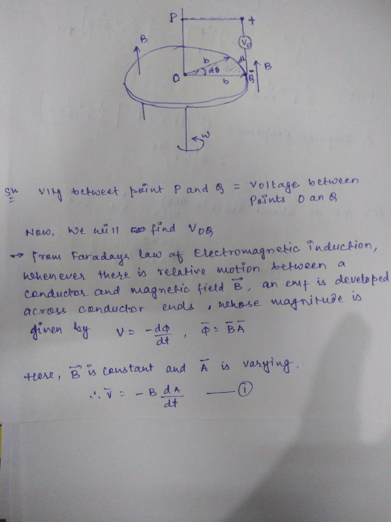 P b Voltage between Peints D an & S VI toetweet, peint P and n find VoB Now, rew Faradays law af Eectromagnetic nduction, hah