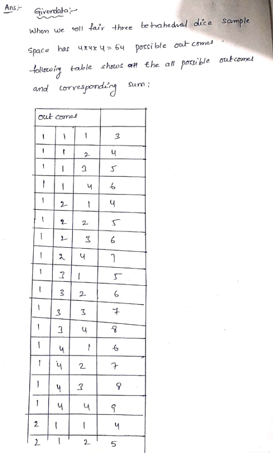 whem we voll far three te thahednal dice somple Space has чкчкЧ 64 posti ble our come -kumoin talle shows 때 the att posible ơukomet Sum and Coryes out comef 22- |え 32 1u9 2 5