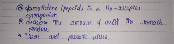 O glamotidine (pepcid) is a la -Uc0ptar gntagonist O de rease The Paodue. + Treak ard amourk f aed he atomalh preverk ulus,