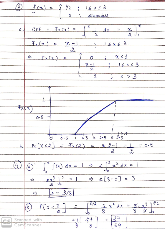 (3 f(x) = f / 2 IL x 3 otherwise Х a. CDF Fx cx) 2 ] 2 dl Ex (a) XC- s lans 3. os EXCX) 0 À x <1 uc I x3 2 . 1 x > 3 ܝ Exca