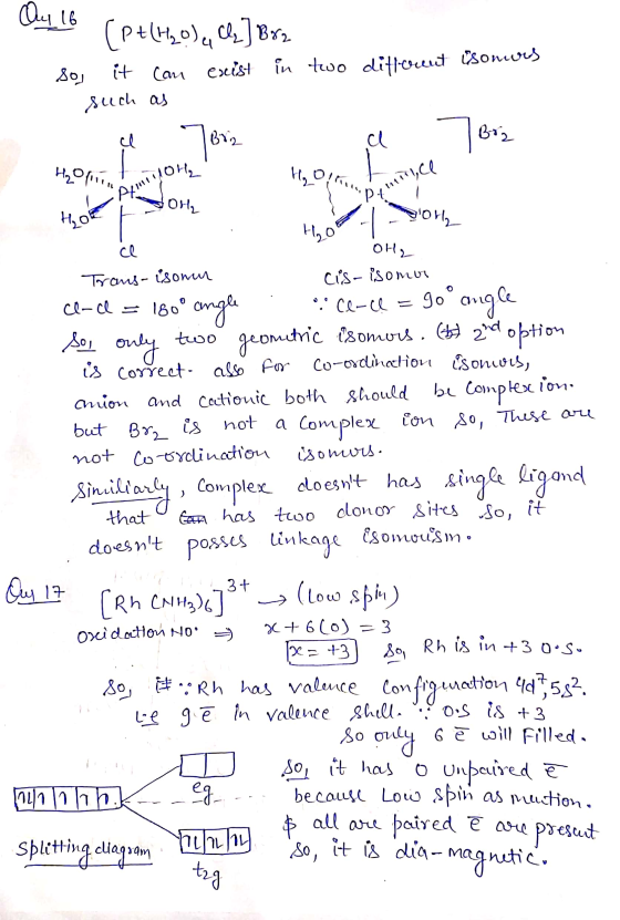 Oy 16 (P+(H₂O), C] Brz soj it can exist in two different isoners such as Joris ca Bra a H₂on H₂ Aminoha OH Peçmiyce H, от Ho