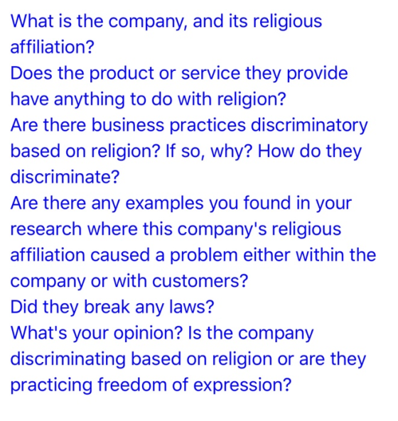What is the company, and its religious affiliation? Does the product or service they provide have anything to do with religio