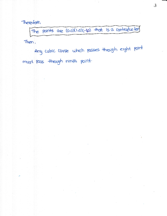 Therefore The points are (oo)-to) that is a contraduc-tor Then, Any cubrc cunle whch passes through eight point must pass tho