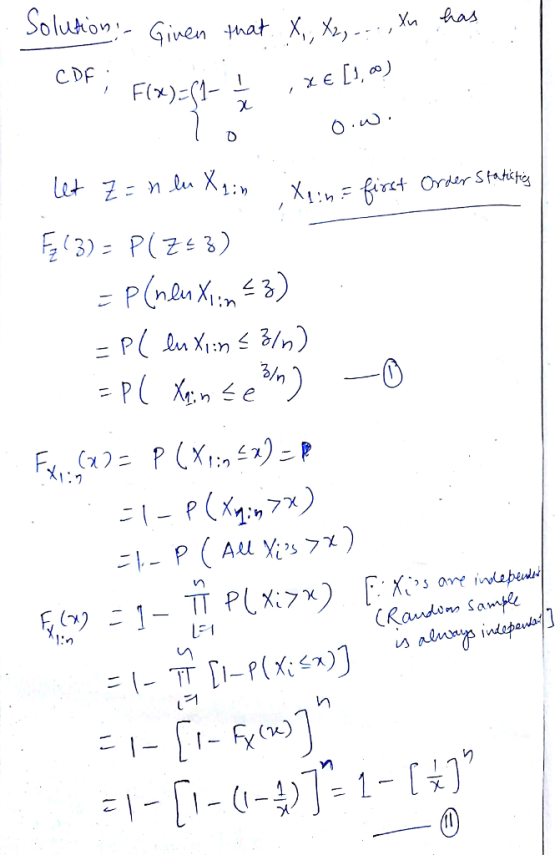 Solution:-Given that X, X,.. ,Xa has CDF L-1