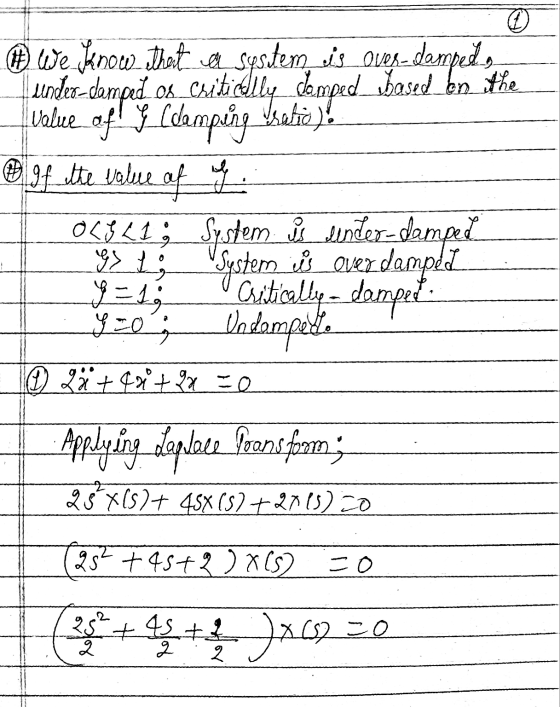 # we know that a system ws ues-dempel, under-damped. os critically comped based on the Value of! Clamping State) e of the val