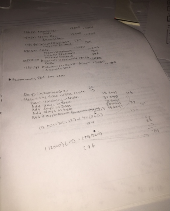 Toh / Accelec Accounts Rec. 12Nintens Receivabe 124 03/15tr cash Noles Receivable 215 Interest Revenue meble zuro 24RO 05/ 21