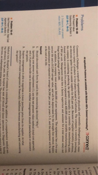 1. Cons All applicable Problems are available with McGraw-Hills Connect Accounting connect Anid ing 2. Equ Star Problems Prob