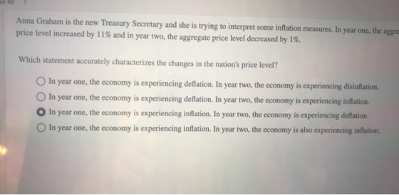 of 40 o interpret some inflation measures. In year one, the aggre price level increased by 1 1% and in year two, the aggregat