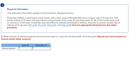 Required information (The following information applies to the questions displayed below.] PowerTap Utilities is planning to