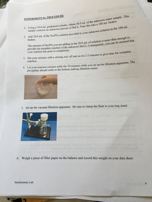 EXPERIMENTAL PROCEDURE 1. Using a 50.0 mL graduated cylinder, obtain 40.0 mL of the unknown water sample. This ample contains