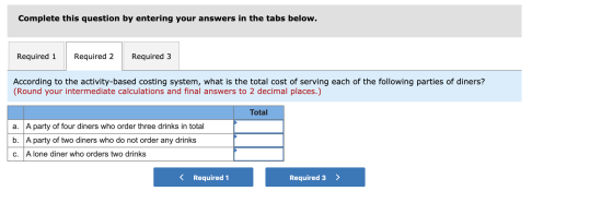 Complete this question by entering your answers in the tabs below. Required 1 Required 2 Required 3 According to the activity