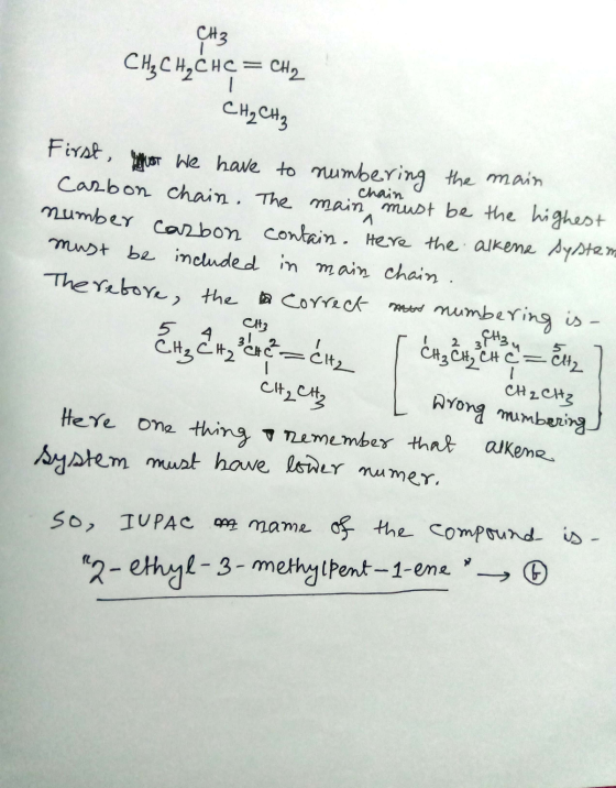CH3 CH3 CH2CH=CH2 1 CH₂ CH₂ First, ut we have to numbering the main Carbon chain. The main must be the highest number carbon