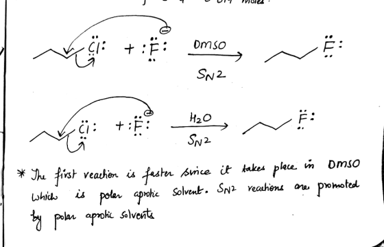 U17 IVOI2. Omso SNZ * The first reaction is faster since it takes place in omso which is polen aprohic Solvent. Sn2 reactions