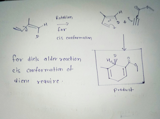 Rotation D 4 H for cis conformation for diels alder eaction cis Conformation of aliene require Produtt
