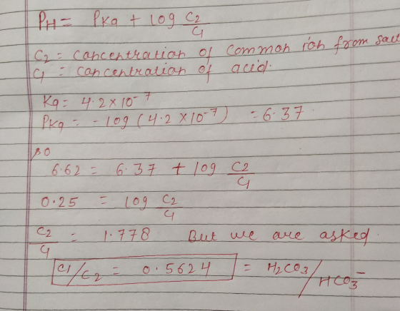 from salt PH = Pka + Log C2 C₂ = concentration of G - cancentration of Kq = 4.2x107 LPko - - 109 (4.28107 common roh aced - 6