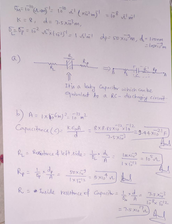 um=lolo Lam) = 1010 ml (x10²m] = 108 nlml K=8, d= 7.5x103m, 8=Op = 10² vix (102)= 1 Wm dp=soxism, de-Iconm = looxTom It is a
