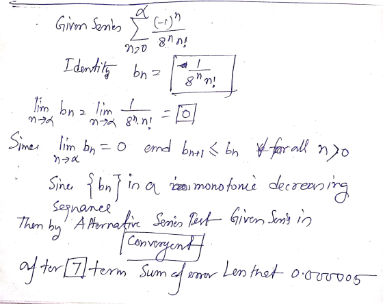 Giren Series (-1) 8nn! 120 Identity bna 8n! ngh 의 nza Im bna lim ! nga 8%.nl Simes Im bn=0 end bool & bn for all nyo Sine