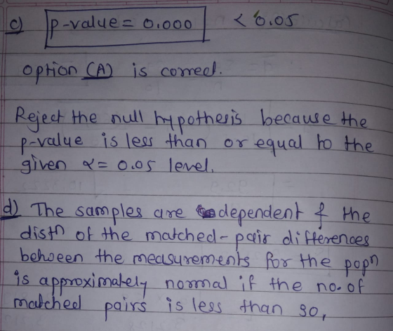 9) p-value = 0.000 ak 6.05 option (A) is comeel. Reject the null hypotheris because the P-value is less than or equal to the