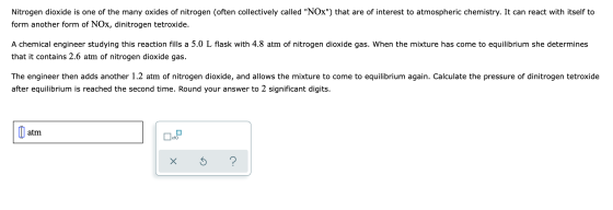 Nitrogen dioxide is one of the many oxides of nitrogen (often collectively called NOX) that are of interest to atmospheric