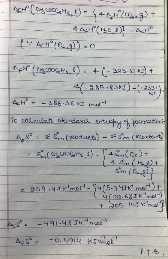ACH°C CH. COOCHE, 1) = 944,4°(cy_g) + 4 AFH°C H30,4)} - Acto AH (0₂, 8)) = 0 OfHº (cf. Cooghs, l) = +(-393.51K5) + 4(-a85.83K
